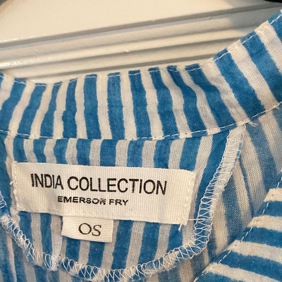 Emerson Fry MANDARIN COLLAR TOP - SUNDAY STRIPE BLUESY ORGANIC - onesize - Picture 6 of 8